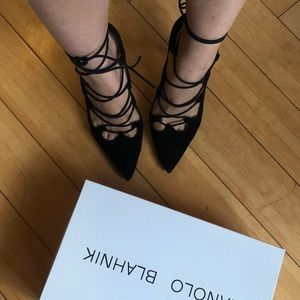 Manolo Blahnik Seude Lace-Up Pumps